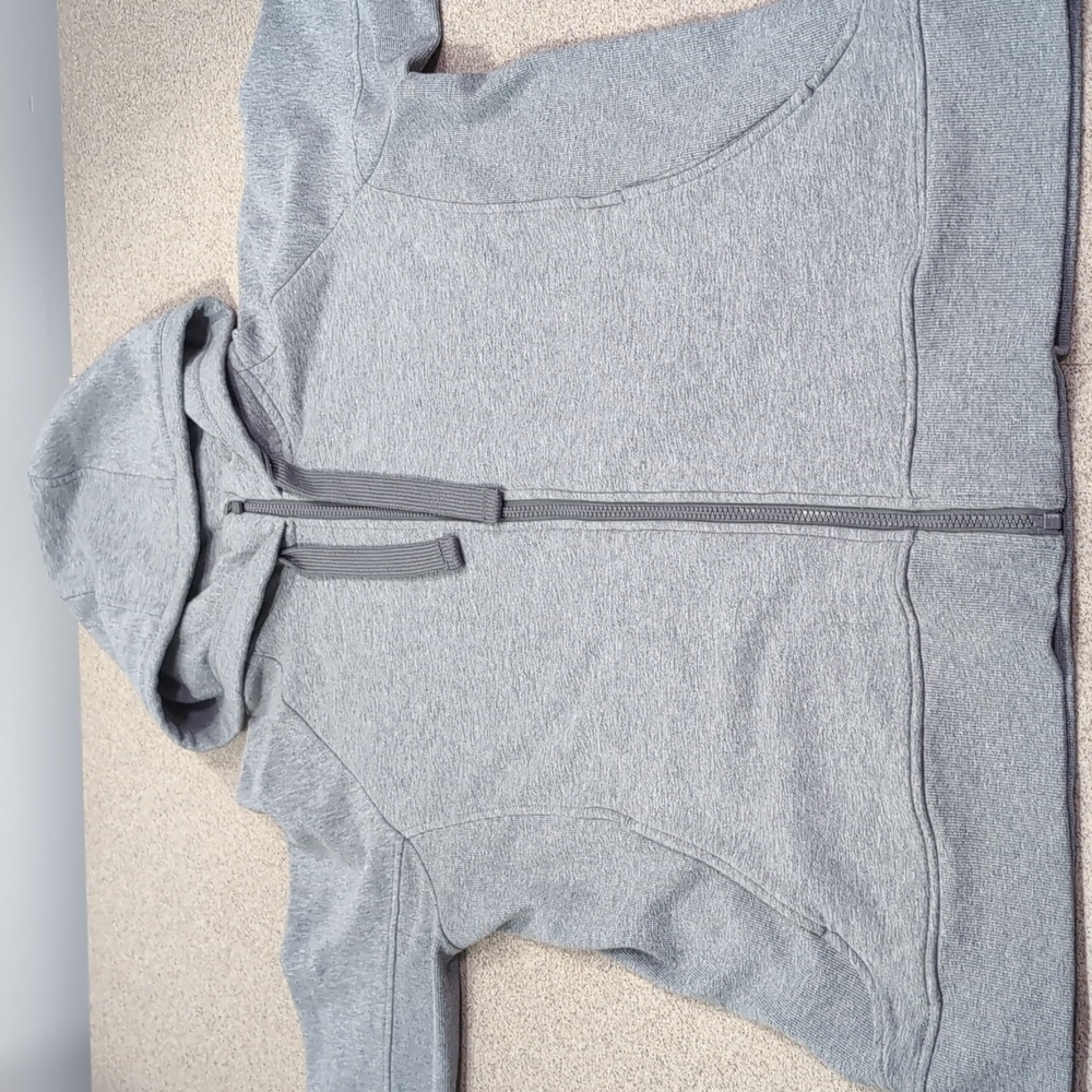 Eddie Bauer full zip hoodie sweatshirt jacket, gray, women's XL, thumb holes - Picture 3 of 14